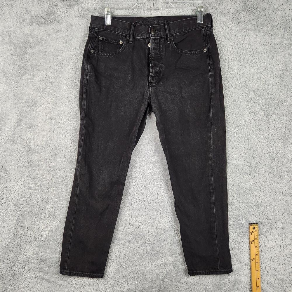 American Eagle Jeans Womens 4 X Short Black Hi Rise Girlfriend Tapered Stretch
